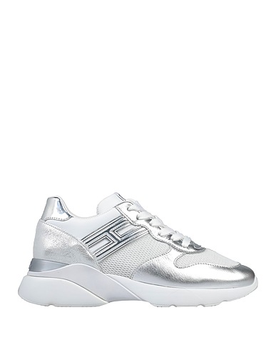 HOGAN Sneakers Silver Soft Leather, Textile fibres