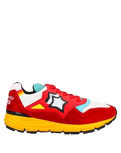 ATLANTIC STARS Sneakers Red Leather, Textile fibers