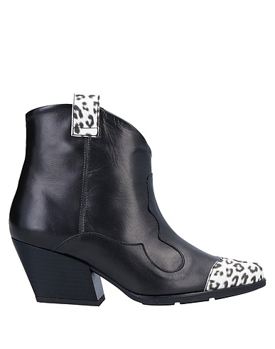 TOSCA BLU Ankle boot Black Leather, Textile fibers