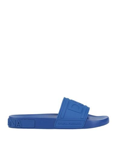 Dolce & Gabbana Logo-embossed Beachwear Slides In Blue