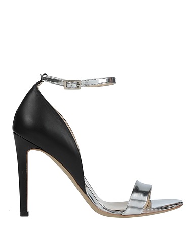 GIANNI MARRA Sandals Silver Soft Leather, Textile fibres
