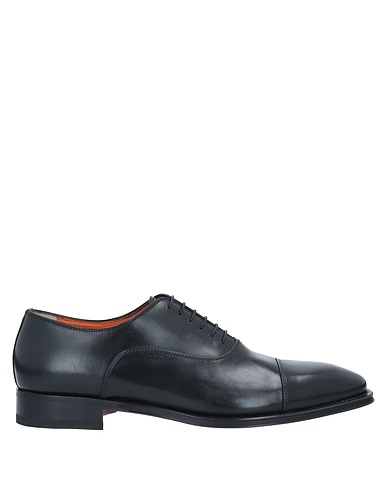 SANTONI Laced shoes Black Leather
