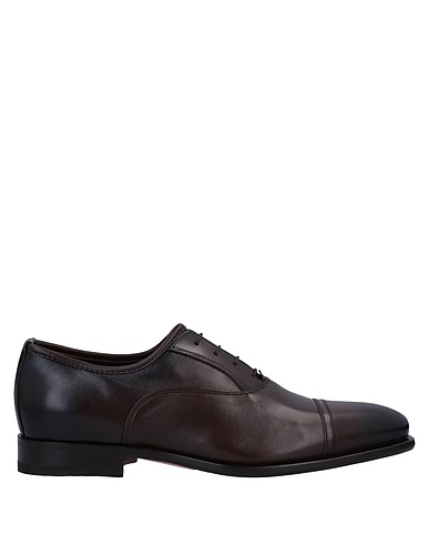 SANTONI Laced shoes Dark brown Leather