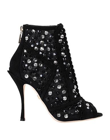 DOLCE&GABBANA Ankle boot Black 79% Polyamide, 15% Goat skin, 5% Viscose, 1% Polyester