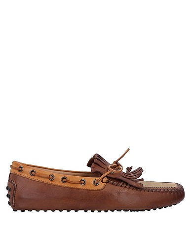 TOD'S Loafers Dark brown Soft Leather, Textile fibers