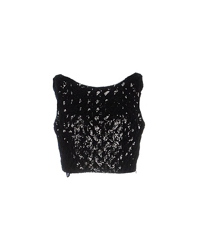 LAUREN RALPH LAUREN Crop top Black 97% Polyester, 3% Elastane