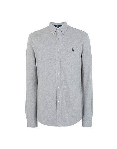 POLO RALPH LAUREN Solid color shirt Featherweight Mesh Shirt
 Light grey 100% Cotton