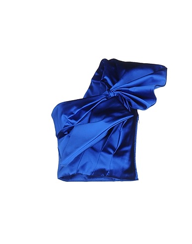 SAINT LAURENT One-shoulder top Blue 100% Silk