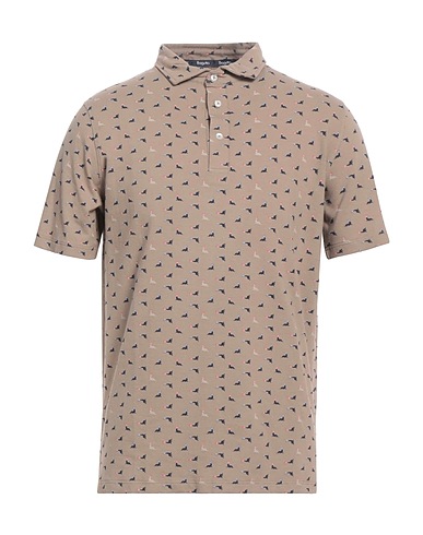 BAGUTTA Polo shirt Taupe 90% Cotton, 10% Elastane