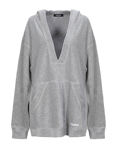 DSQUARED2 Hooded track jacket  Light grey 80% Cotton, 20% Polyamide