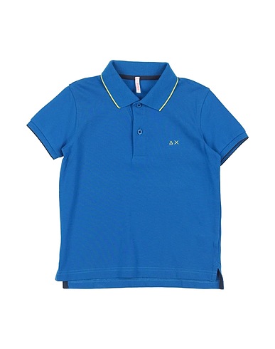 SUN 68 Polo shirt Blue 95% Cotton, 5% Elastane