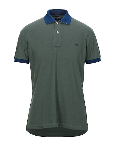 BROOKSFIELD Polo shirt Military green 95% Cotton, 5% Elastane