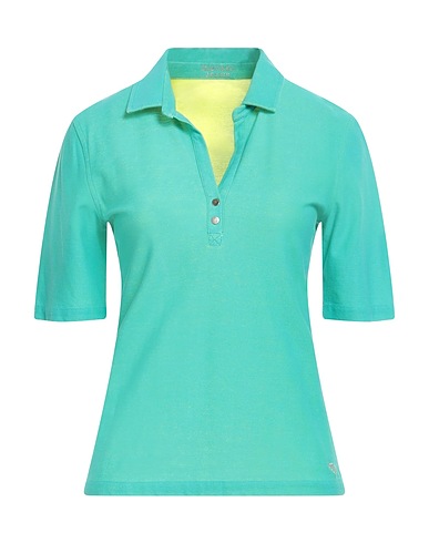 MARANI JEANS Polo shirt Turquoise 97% Cotton, 3% Elastane