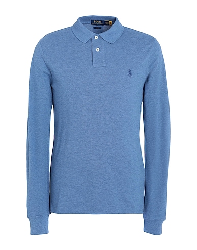 POLO RALPH LAUREN Polo shirt Long Sleeve Slim Fit Polo	 Pastel blue 100% Cotton