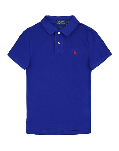 POLO RALPH LAUREN Polo shirt  Slim Fit Cotton Mesh Polo Shirt 
 Bright blue 100% Cotton