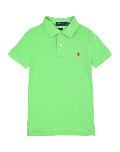 POLO RALPH LAUREN Polo shirt  Slim Fit Cotton Mesh Polo Shirt 
 Lime green 100% Cotton