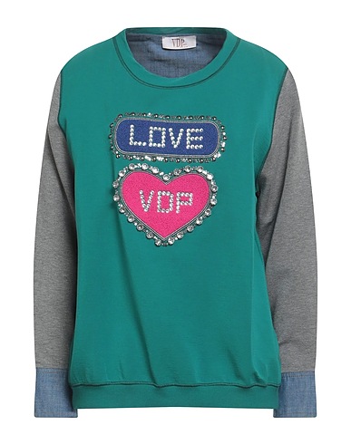 VDP VIA DELLE PERLE Sweatshirt CLUB Green 60% Viscose, 38% Polyester, 2% Elastane, Cotton