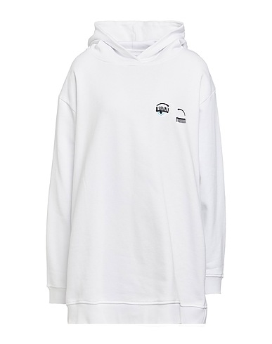 CHIARA FERRAGNI Hooded track jacket  White 59% Cotton, 39% Polyester, 2% Elastane