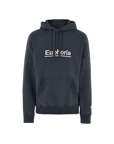 CHAMPION x WOOD WOOD Hooded sweatshirt LOGO EUPHORIA HOODED SWEATSHIRT
 Charcoal 90% Cotton, 10% Polyester