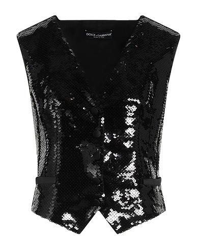 DOLCE&GABBANA Waistcoat Black 50% Polyester, 48% Silk, 2% Elastane
