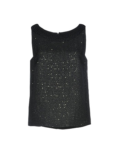 GIAMBATTISTA VALLI Top Black 89% Polyester, 9% Wool, 2% Cotton, Silk