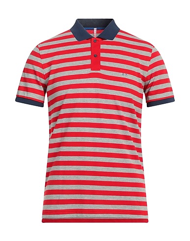 SUN 68 Polo shirt Red 95% Cotton, 5% Elastane