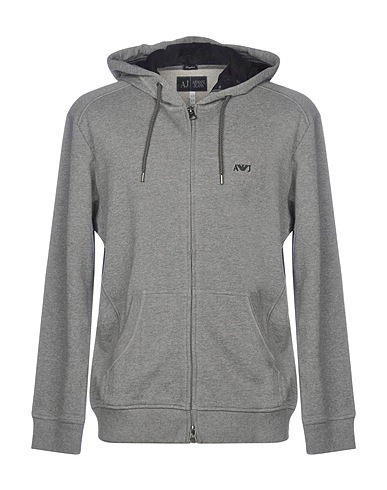 ARMANI JEANS Hooded track jacket  Grey 100% Cotton
