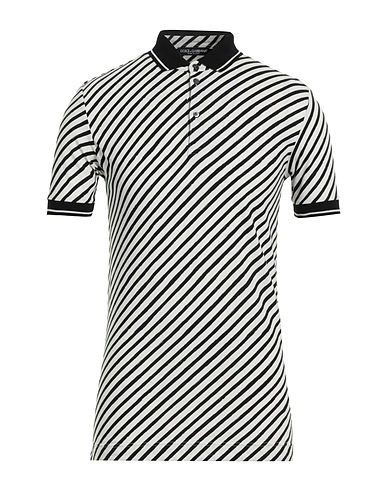 DOLCE&GABBANA Polo shirt White 100% Cotton, Cow leather