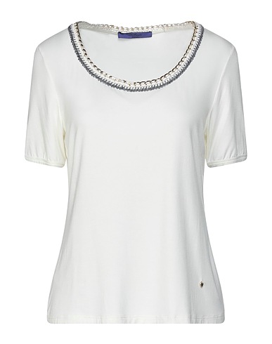 BLUE LES COPAINS T-shirt White 94% Viscose, 6% Elastane