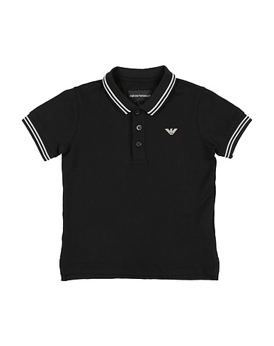 EMPORIO ARMANI Polo shirt Black 96% Cotton, 4% Elastane, Polyester