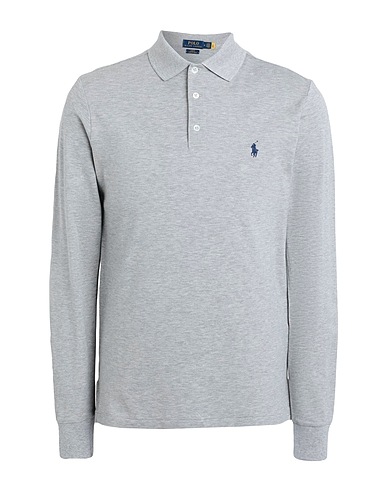 POLO RALPH LAUREN Polo shirt Custom Slim Long-Sleeve Polo
 Light grey 97% Cotton, 3% Elastane
