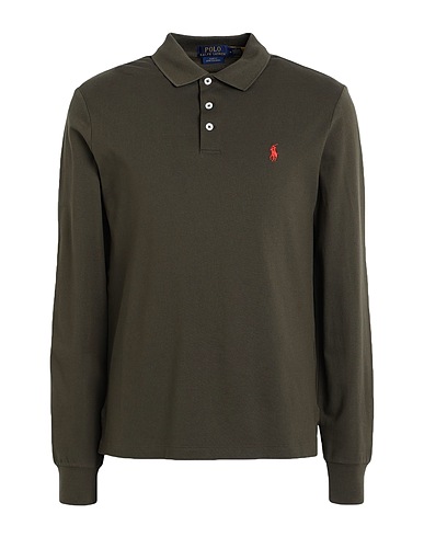 POLO RALPH LAUREN Polo shirt Custom Slim Long-Sleeve Polo
 Military green 97% Cotton, 3% Elastane