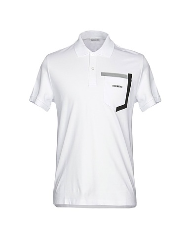 BIKKEMBERGS Polo shirt White 95% Cotton, 5% Elastane