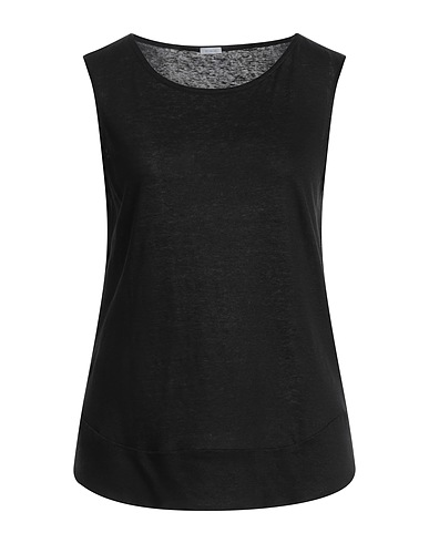 MALO T-shirt Black 84% Linen, 16% Silk