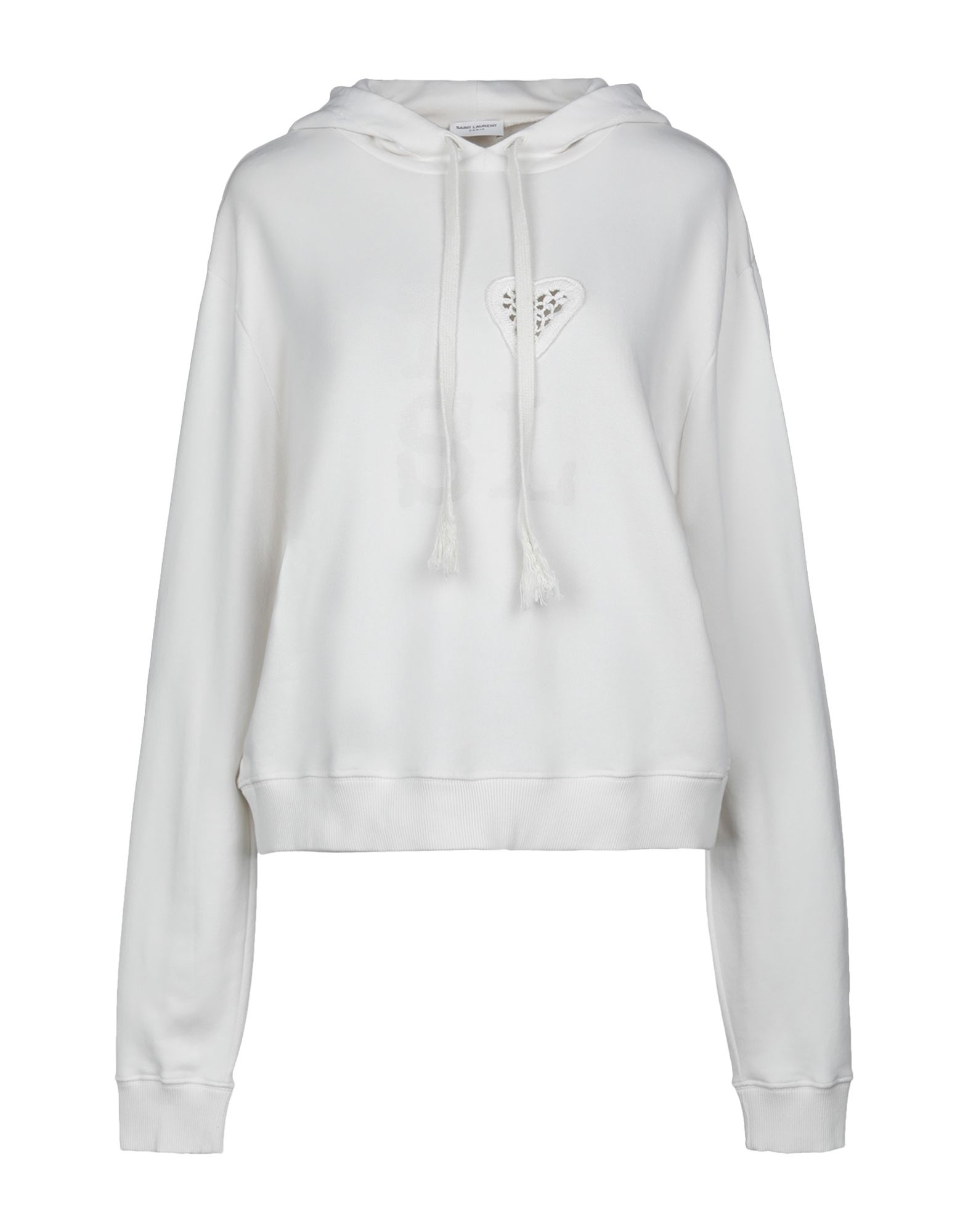 パーカー・フーディ Saint Laurent White Cotton Hoodie with Logo Print Saint Laurent White Cotton Hoodie With Logo Print | italist