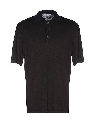 COMMON WILD Polo shirt Black 96% Linen, 4% Elastane