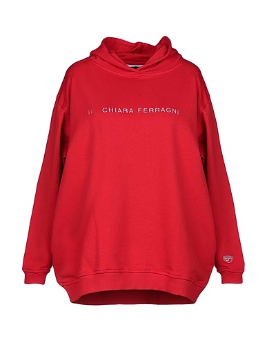 CHIARA FERRAGNI Hooded track jacket  Red 100% Cotton