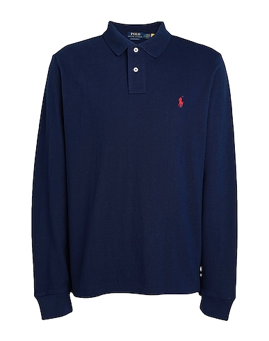 POLO RALPH LAUREN Polo shirt Long Sleeve Custom Fit Polo Blue 100% Cotton