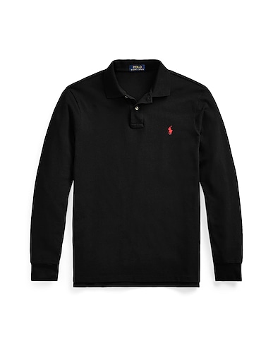 POLO RALPH LAUREN Polo Long Sleeve Custom Fit Polo Antracite 100% Cotone