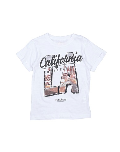 HAPPINESS T-shirt Bianco 100% Cotone