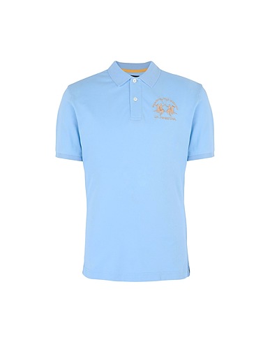 LA MARTINA Polo shirt Sky blue 95% Cotton, 5% Elastane