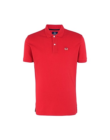 LA MARTINA Polo shirt Red 95% Cotton, 5% Elastane