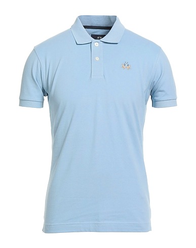 LA MARTINA Polo shirt Sky blue 95% Cotton, 5% Elastane
