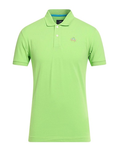 LA MARTINA Polo shirt Lime green 95% Cotton, 5% Elastane