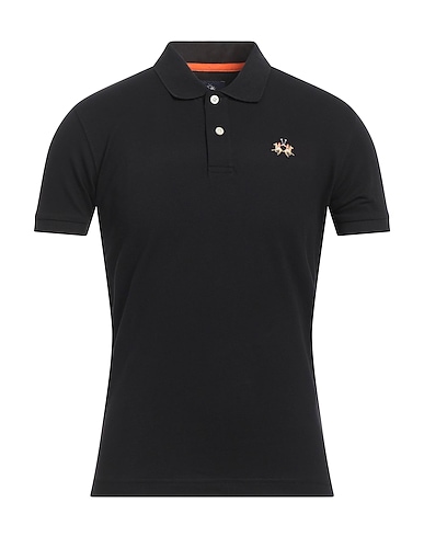 LA MARTINA Polo shirt Black 95% Cotton, 5% Elastane