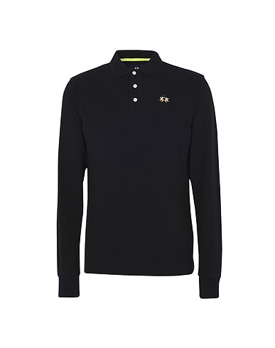 LA MARTINA Polo shirt Black 95% Cotton, 5% Elastane