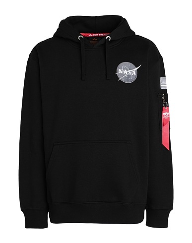 ALPHA INDUSTRIES Hooded sweatshirt Black 80% Cotton, 20% Polyester