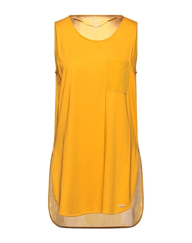 WOOLRICH Top Giallo ocra 100% Seta, Cotone, Modal