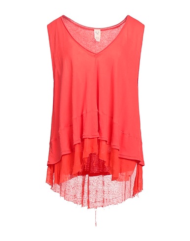 FREE PEOPLE Vest Red 100% Cotton, Rayon, Linen