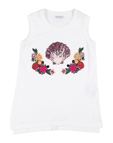 DOLCE&GABBANA Tank top White 100% Cotton, Polyester, Viscose, Crystal, Polyamide